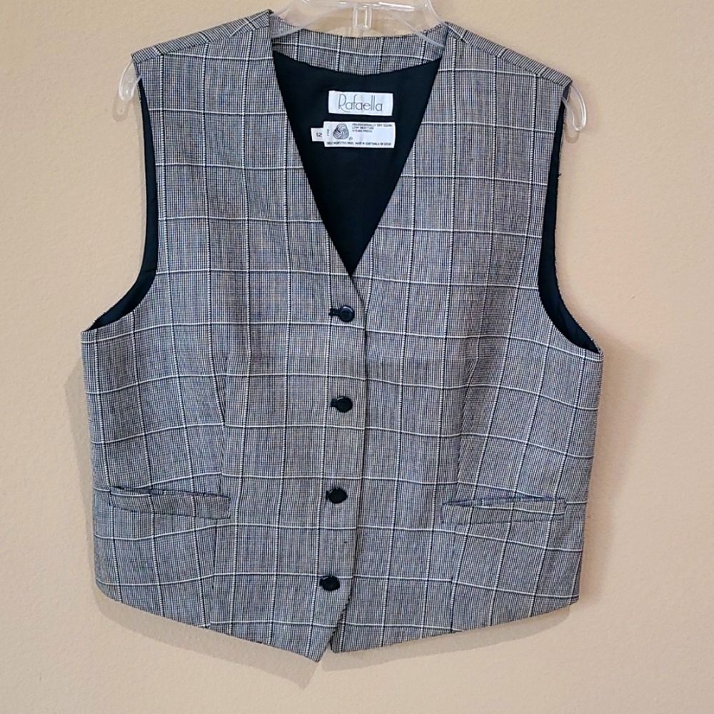 Rafaella Women's Gray Plaid Vest
